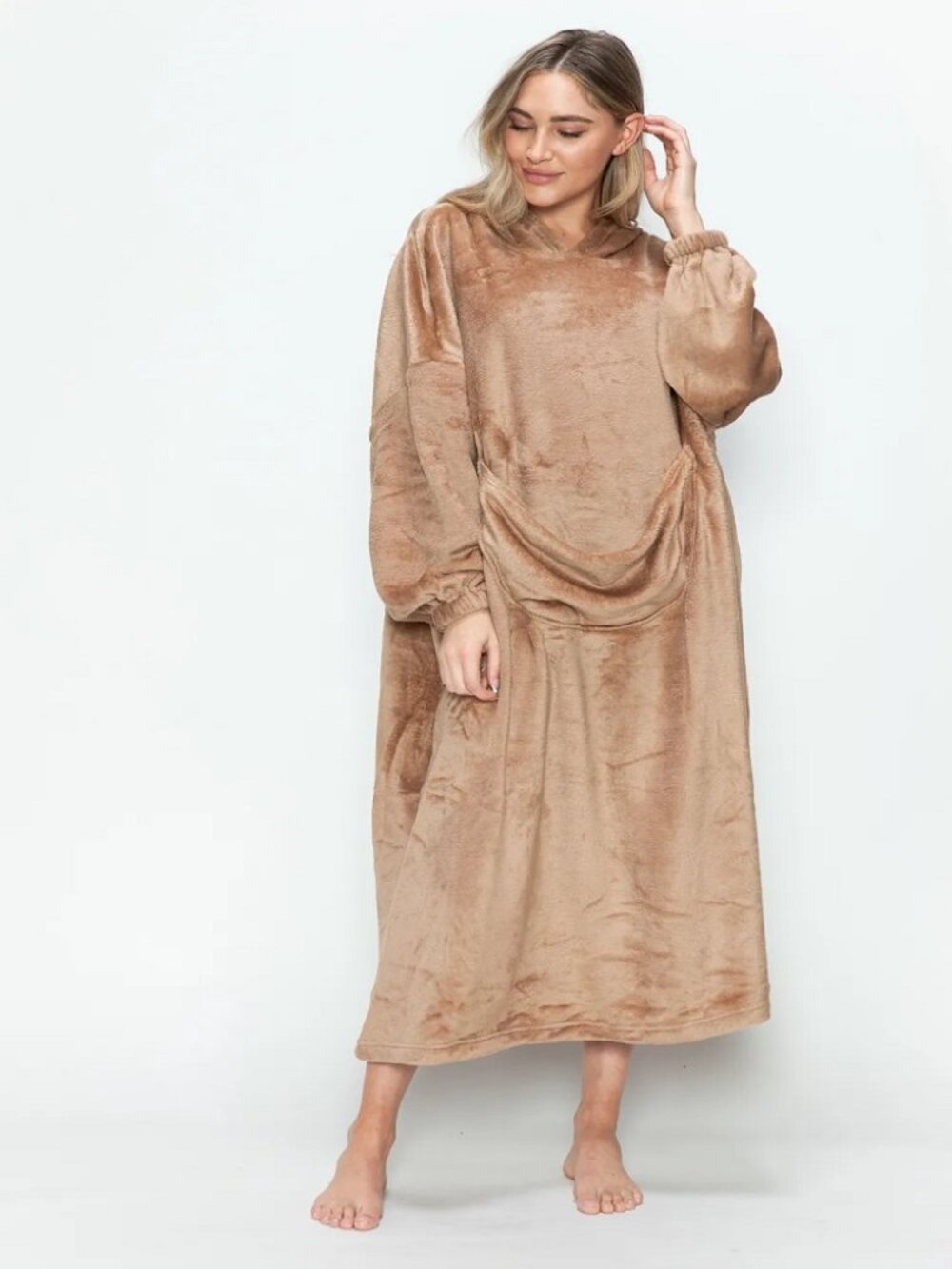 Casual Elegance Full Size Hooded Midi Dress with Pocket - Picture 11 of 16